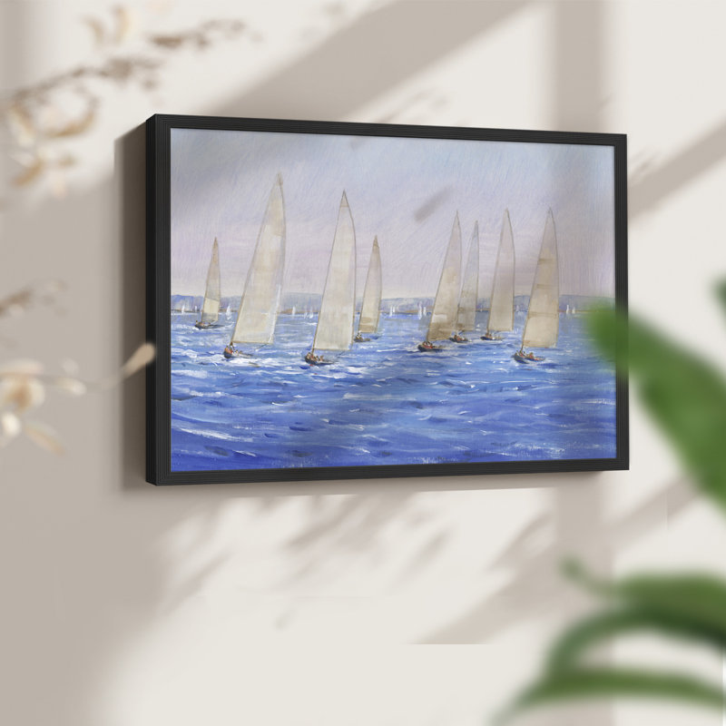 Sailing Event II -Framed Print - Restickable, 8" H x 10" W, Black