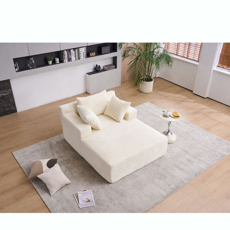 Chaise longue surdimensionnée, Velours côtelé beige