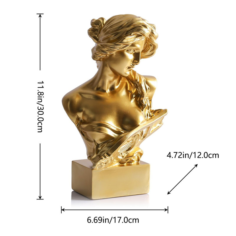 Statue buste 11,8 "H Mythology grec, Doré