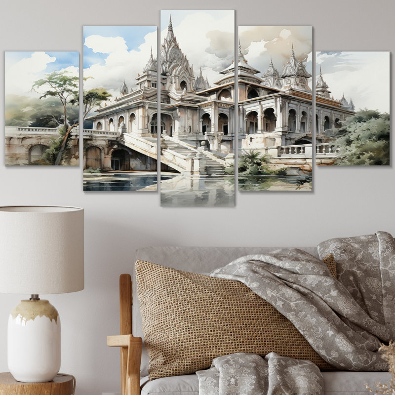 Thailande, architecture historique, impression d'art mural - 5 panneaux