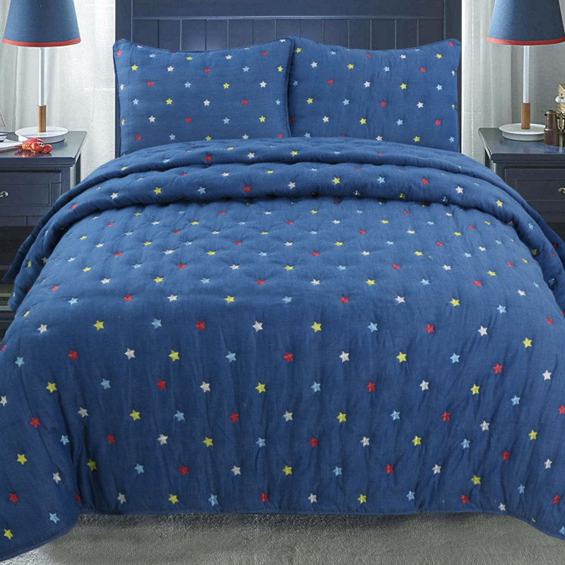 Ensemble de courtepointe réversible 100% coton 180 fils Sikeston, Courtepointe double / grand et 2 taies décoratives