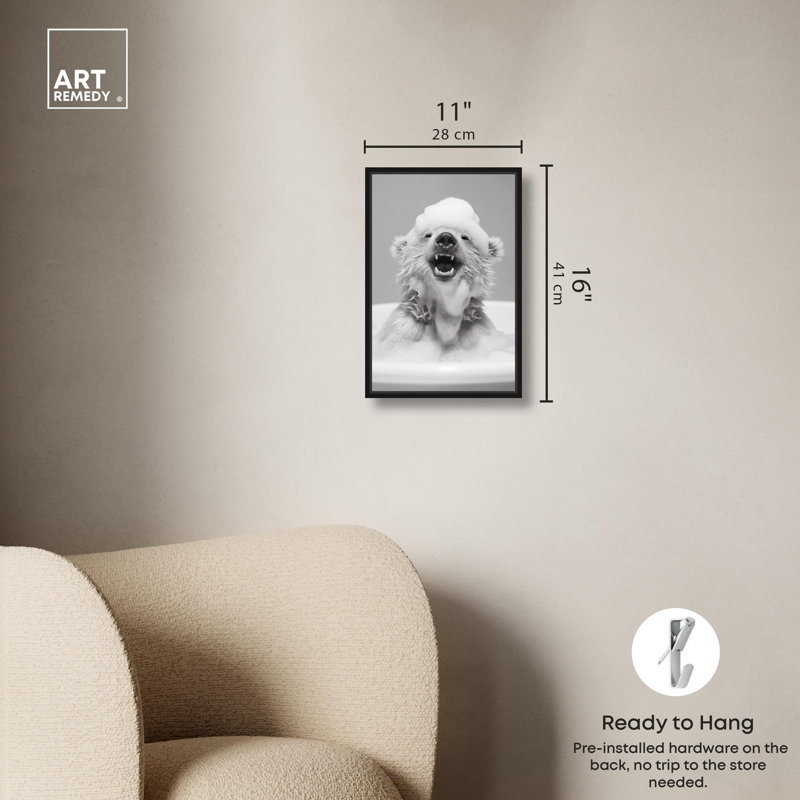 Art, art de la salle de bain, Cadre flottant noir, H 16 po x l 11 po