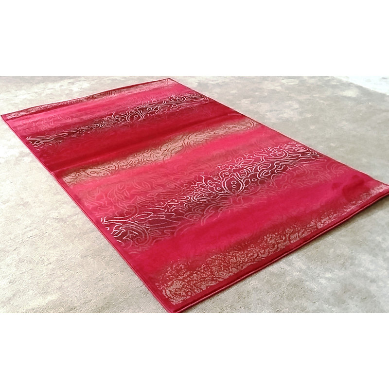 Tapis rouge tissé à la machine Almarine, Tapis de couloir 2 pi 7 po x 9 pi 1 po