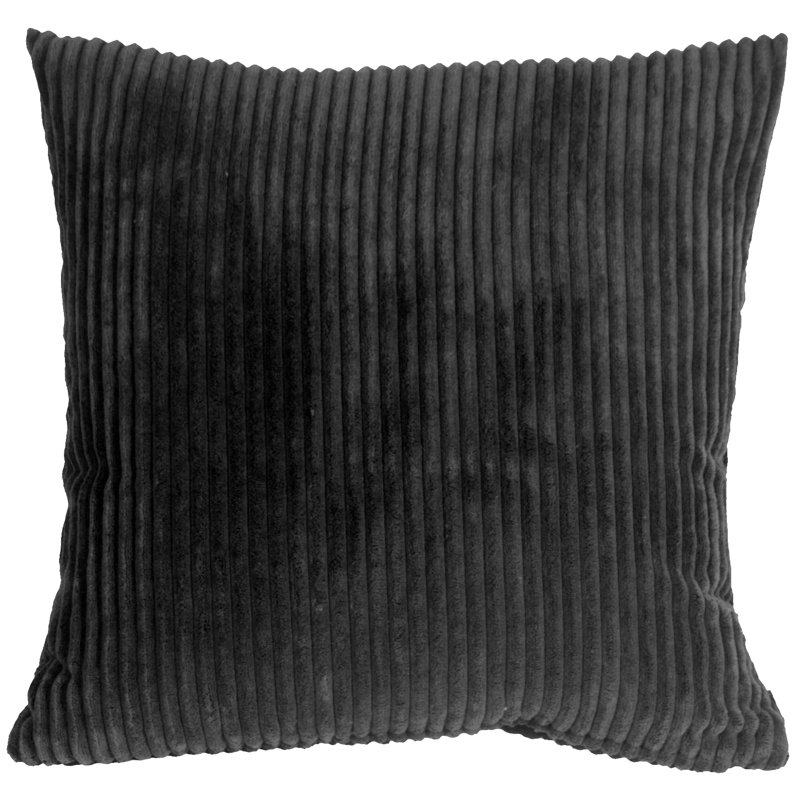 Coussins décoratifs réversibles en velours côtelé rembourrés de polyester moelleux de couleur unie Wide Wale, Noir