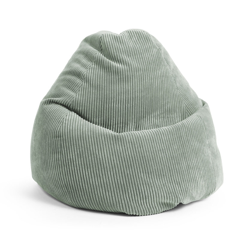 Fauteuil à billes Shara, Velours côtelé couleur sauge, Perles de polystyrène