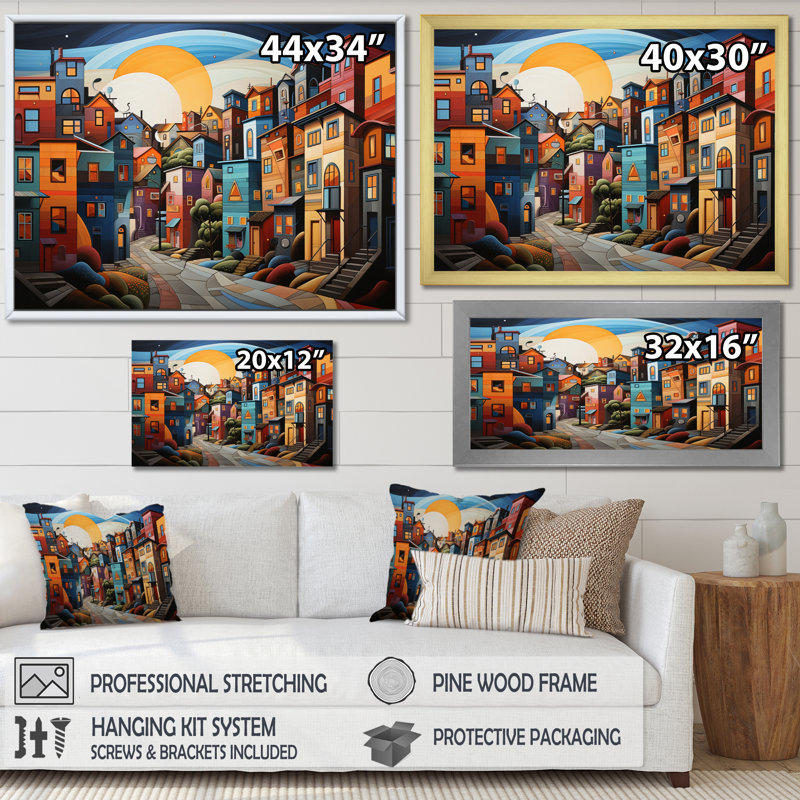 Paysage urbain paysage urbain - décoration murale architecture, Cadre photo noir, H 16 po x l 32 po x P 1 po