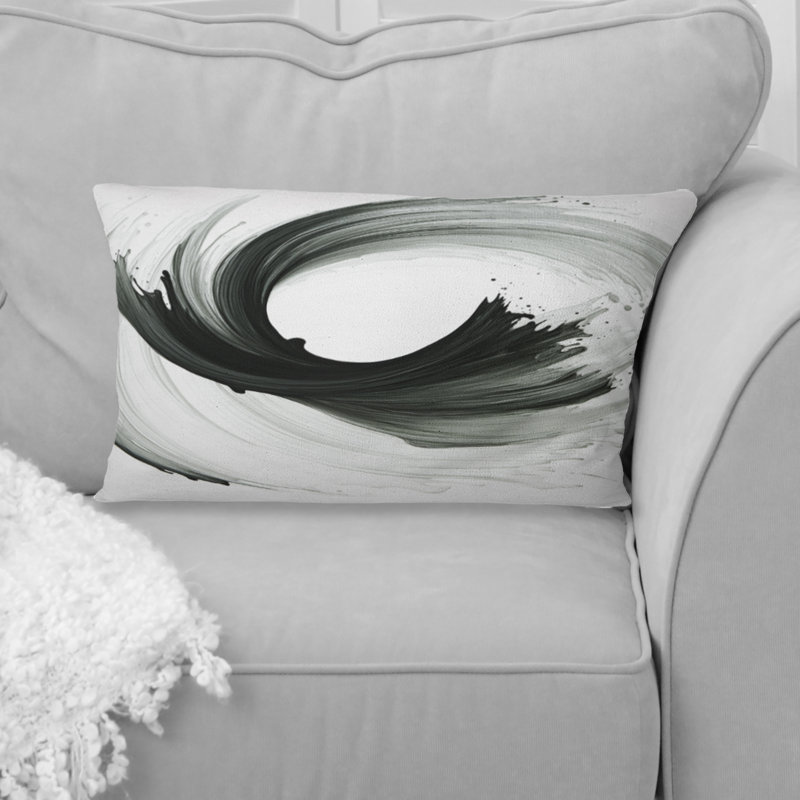 «Essential Being» - Coussin décoratif imprimé abstrait noir et blanc II