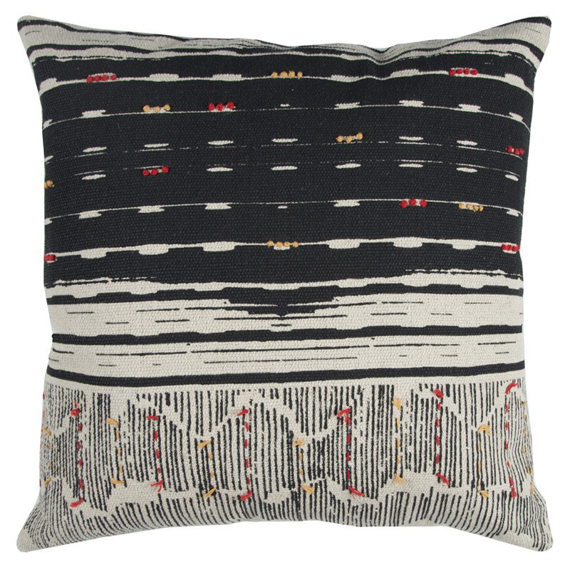 Coussin décoratif en coton, Polyester, L 22 po x H 22 po x P 6,5 po, Noir