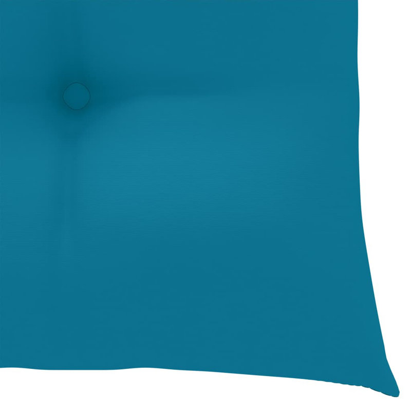 Chaise de patio en teck avec coussins Kerish, Bleu