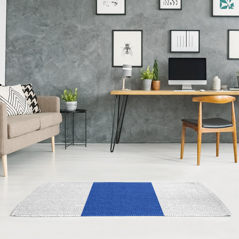 Tapis bleu à rayures de hockey national, Rectangle 4 pi x 6 pi