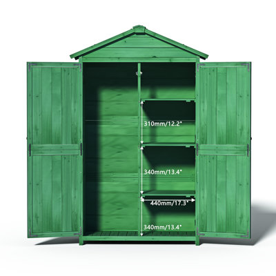 35.6"X 18.1"X 65.38" L Storage Shed With Double Doors, Waterproof Asphalt Roof, Wood, Forest For Garden Outdoor Cabinet Multiple Shelves 65.38",