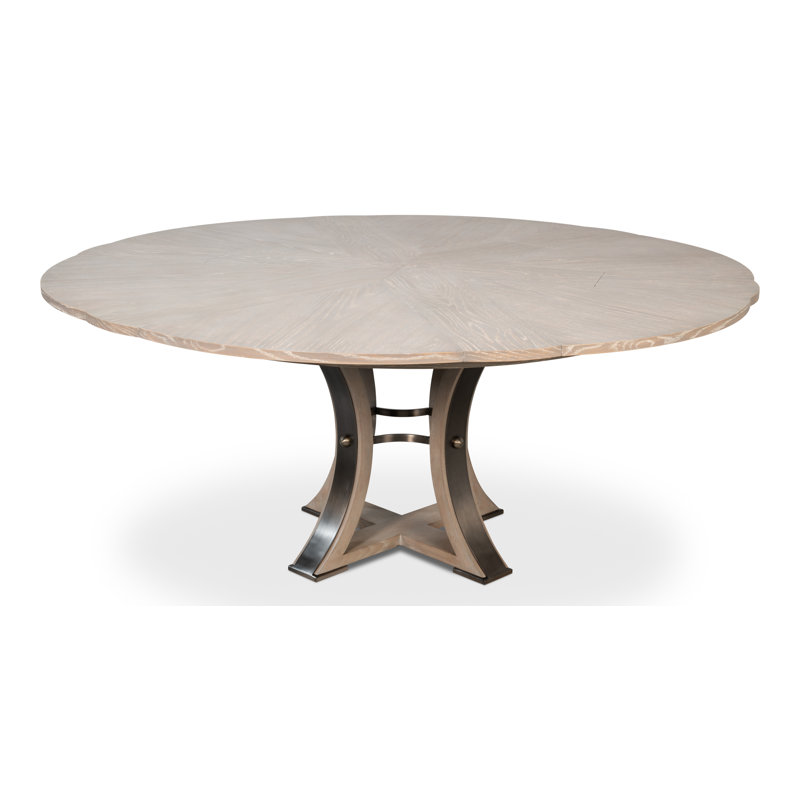 Tower Round Solid Oak Dining Table, Moonskin/Hammered