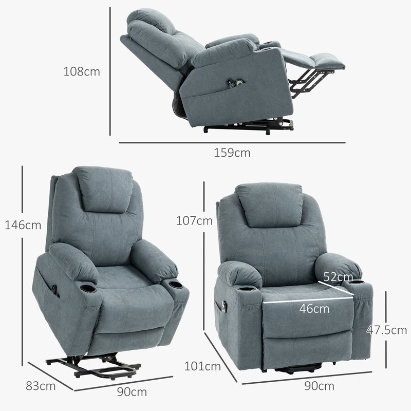 Loukianos Power Lift Recliner Chair Massage Armchair Charcoal Grey