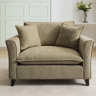 Fauteuil surdimensionné de 46,3 po, tissu chenille, fauteuil confortable et demi-canapé simple avec coussin pour le salon, bureau, vert