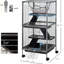Cage à roulettes en métal pour petits animaux - Intérieur spacieux avec et 4, gris, pour furets, chinchillas, plateau coulissant à sucre, entretien rapide, gris