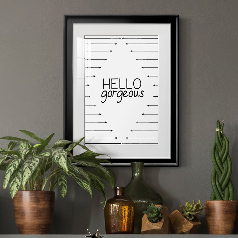 Hello Gorgeous - Art textuel avec cadre photo, Noir, H 22,5 po x l 30,5 po x P 1,5 po