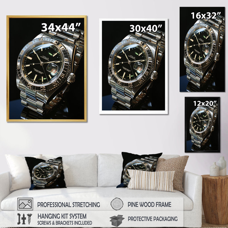 " Luxury Watch The Silver Second ", Gold Picture Framed, 40" H x 30" W x 1.5" D