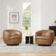 Marcy Genuine Leather Swivel Barrel Chair