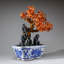 Genuine Carnelian Gemstone Bonsai Tree in Square Ceramic Pot (11")
