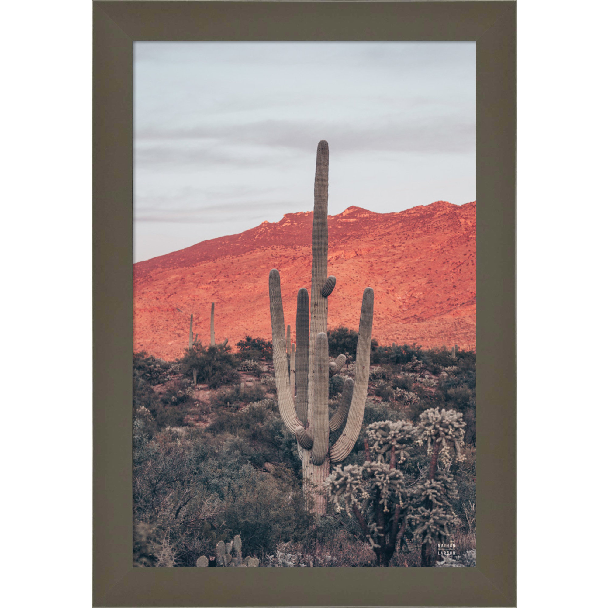 Sunsets And Saguaros by Nathan Larson, 13" H x 9" W x 1" D, Gray