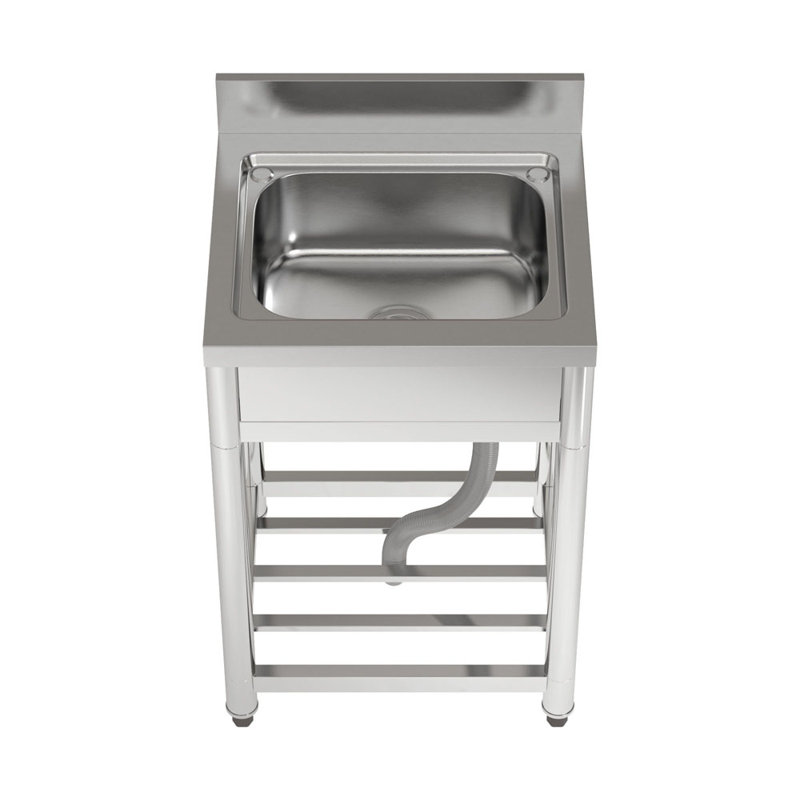 Belfry Kitchen Cybele 500mm W Single Bowl Stainless Steel Freestanding Kitchen Sink with 2 Faucet Holes