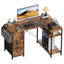 Bureau d'ordinateur de 55 po avec sac de rangement et 3 tiroirs en tissu, bureau d'angle avec tablettes pour bureau à domicile compact-440178679