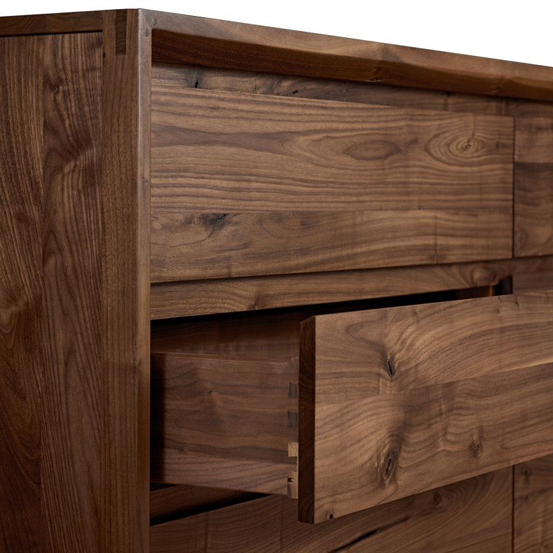 Stickley Saranac Dresser, Chest, Solid Rustic Walnut, Sustainable Construction, 6 Drawers, Finger Pulls, 64in W x 20in D x 32in H, Made in USA