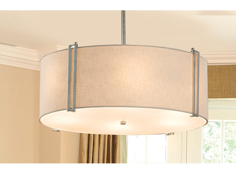 Geoffroy 6 - Light Dimmable Drum Chandelier, Matte Black, White
