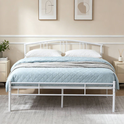 Modern Bedroom Set, Metal Bed And 2 Nightstands Set, No Noise Platform Bed Frame With Headboard & Footrest, Easy Assembly