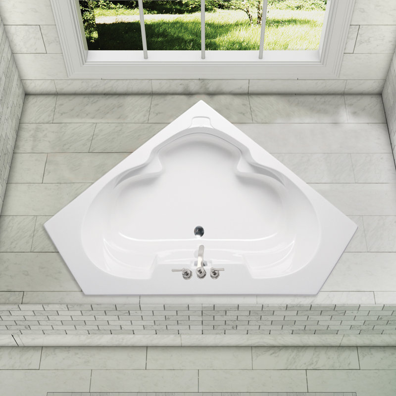 Baignoire tourbillon d'angle en acrylique 59 "x 59" Mandelay, Blanc