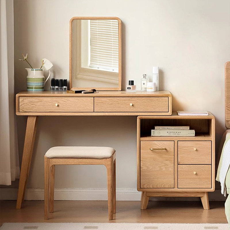 Coiffeuse avec miroir, 6 tiroirs, 1 chaise