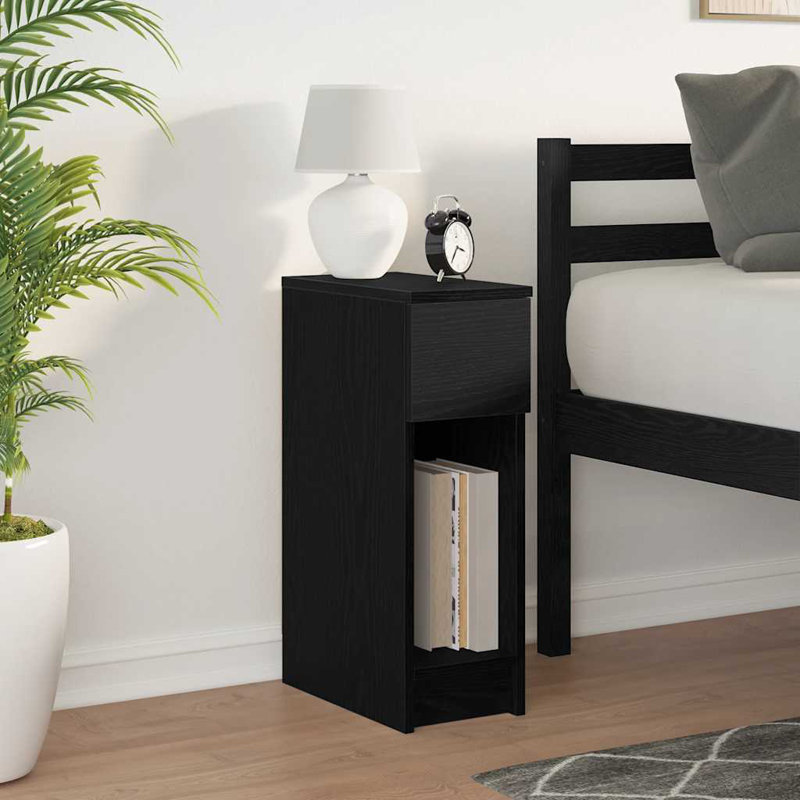 Cornelio 20 cm W Bedside Table, Black Oak, Individual