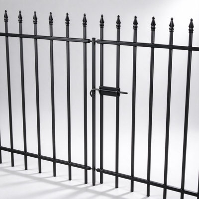 Clôture de jardin en métal robuste avec barrière L 10 pi x H 30 po en acier noir sans barrière pour animaux
