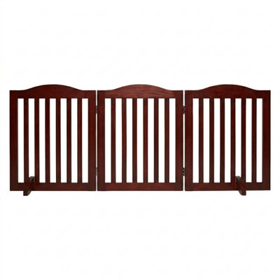 Wooden Freestanding Foldable Pet Gate for Dogs, 24 inch 3 Panels Step Over Fence, Dog Gate for The House, Doorway