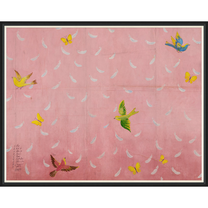 Feathers Print by Paule Marrot, 43" H x 54" W, Black, Framed Print