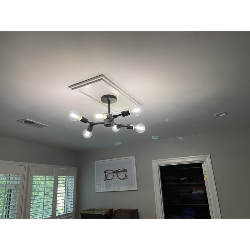 40"W x 20"H x 5"ID x 14"C x 1"P Rectangle Architectural Grade PVC Contemporary Ceiling Medallion, 20" H x 40" W x 1" D
