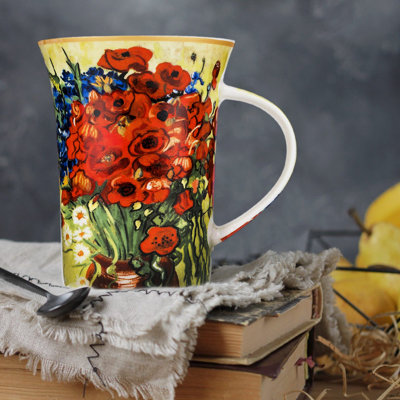Tasse en porcelaine fine Klauck Adarna Vincent Van Gogh "The Red Poppies and Daisies"