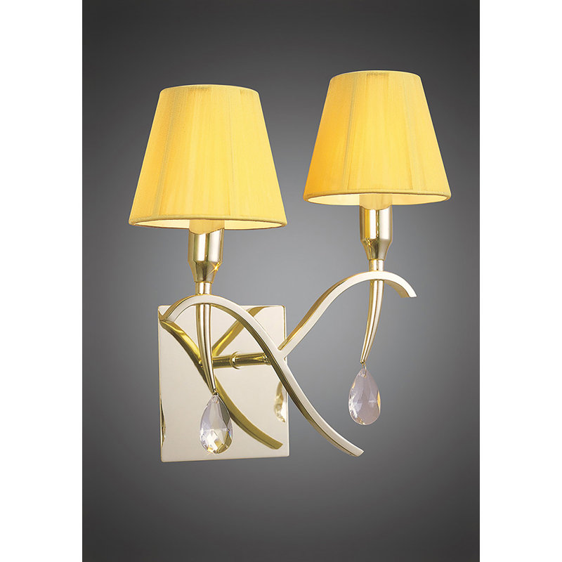 Yuri 2-Light Dimmable Wallchiere, Polished Brass, Yellow