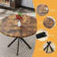Table basse de style Mid-Century moderne pour 4 à 6 personnes, table basse de 39 po avec table en faux marbre et structure en métal noir pour appartement, table de cuisine peu encombrante pour le bureau, le bar et la salle à manger