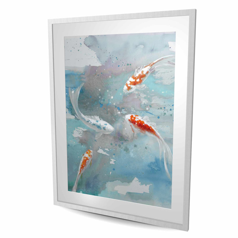 Koi Fish in Blue Water - Orange