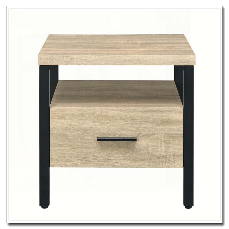 Table d'appoint en chêne et noir à 1 tiroir