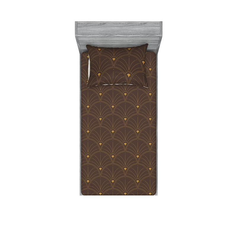 Microfiber Floral Sheet Set, Twin Sheet Set + 1 Pillowcase, Dark Brown/Sand Brown
