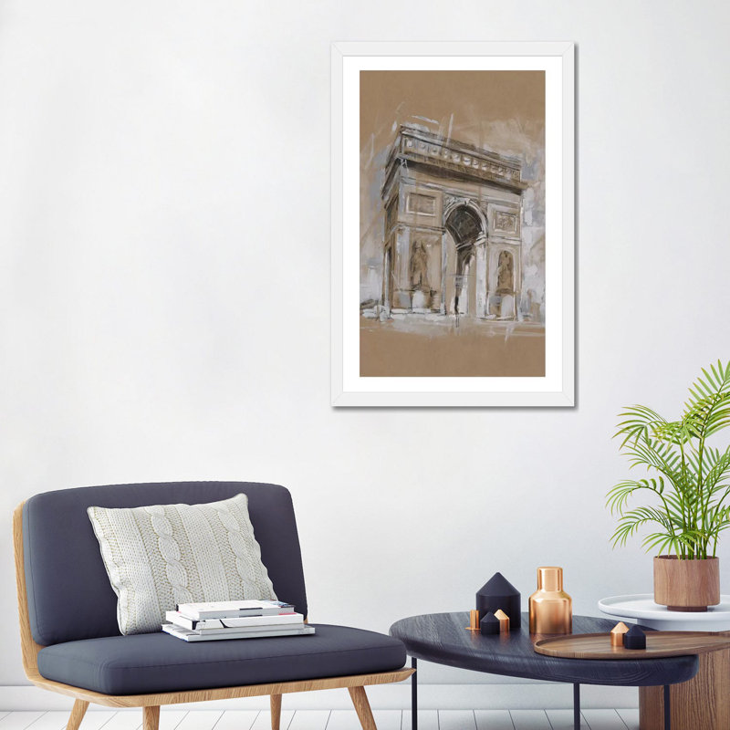 "Brushtravail architecture Study I" par Ethan Harper, reproduction d’art, H 32 po x l 24 po x P 1 po, Papier encadré blanc