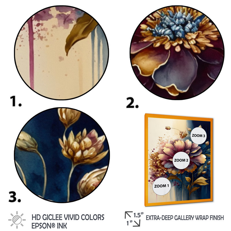 «Night Shade Zinnia Floral Design III», reproduction sur toile, H 32 po x l 24 po x P 1 po