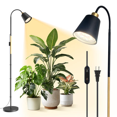 Standing Grow Lights for Indoor Plants, 65in Tall Plant Light，18W Full Spectrum LED Plant Lamp with Optical Lens, 3800K, Flexible Gooseneck, 4/9/14H Timer, Non-Dimmable