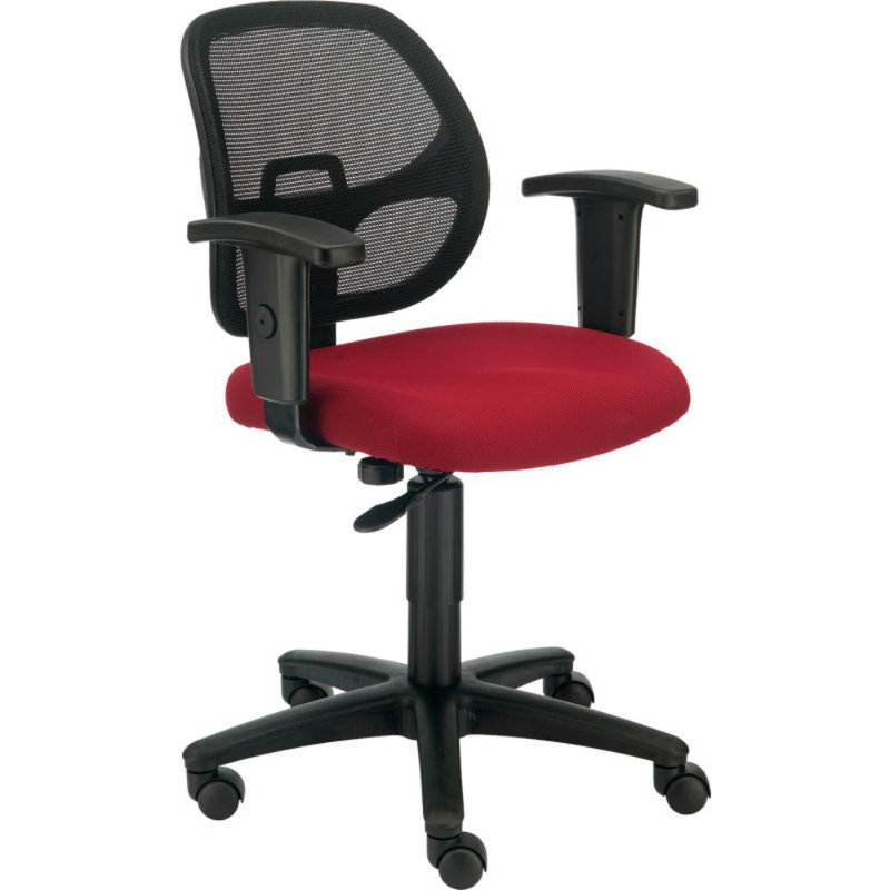 Red Mesh Mid-Back Office Chair with Adjustable Arms