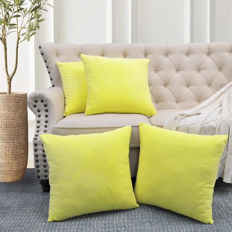 Supersoft Velvet Square Throw Pillow Cover, Butter Cup