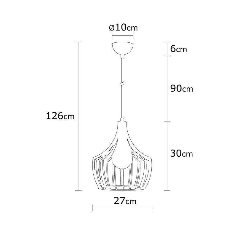 Modern Black Chandelier, 27 in Diameter x 49.6 in Height | Metal Body, E27 Socket (Max 40W) | Industrial & Scandinavian Design, Perfect for Home Decor, Dining Room, or Living Space, Durable & Stylish Lighting