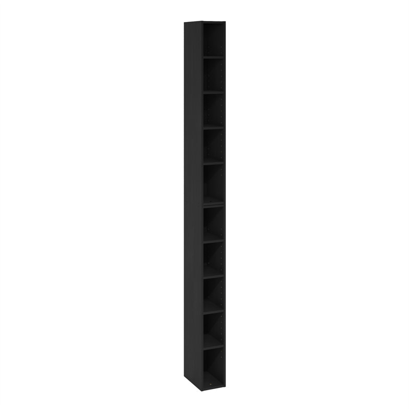 Fulda  Space Saving Storage Shelf Bookcase, Width, , Black, (10 Shelves) 78.74"H x 5.9"W x 9.3"D