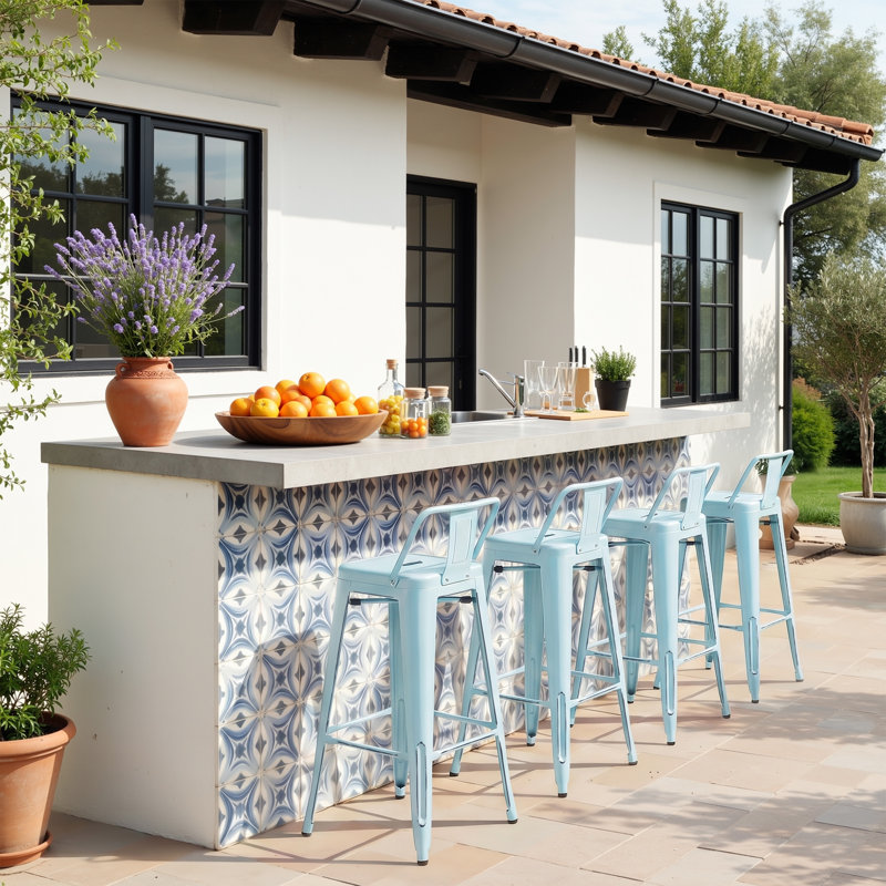 30" Counter & Bar Stool (Set of 4), Blue